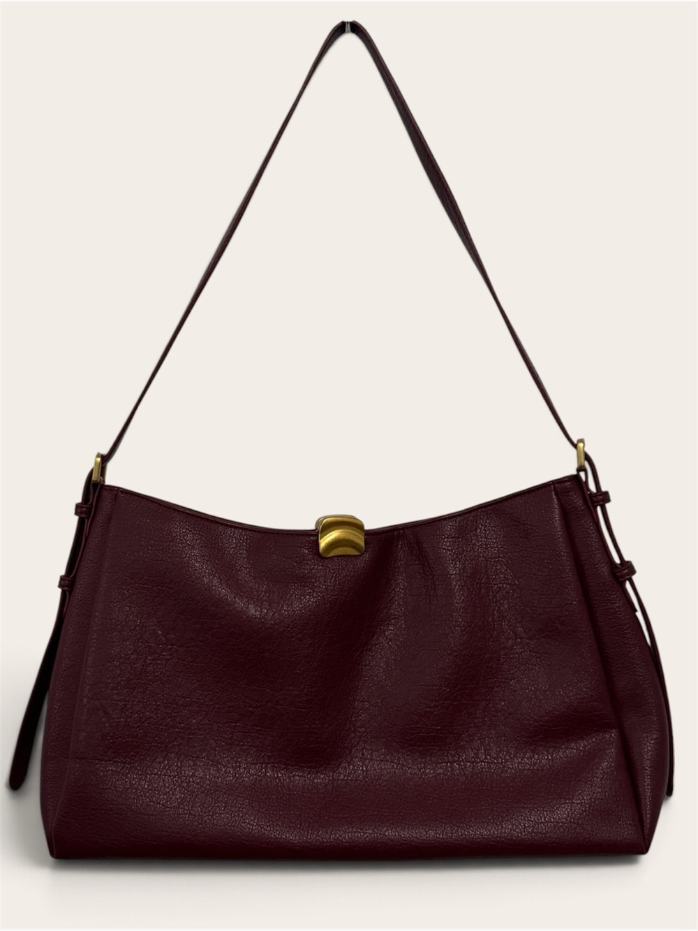 Anthropologie Deep Burgundy Shoulder Bag with Gold Hardware